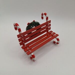 Dept 56 Candy Cane Bench Christmas Village Red White Green Wreath No Box